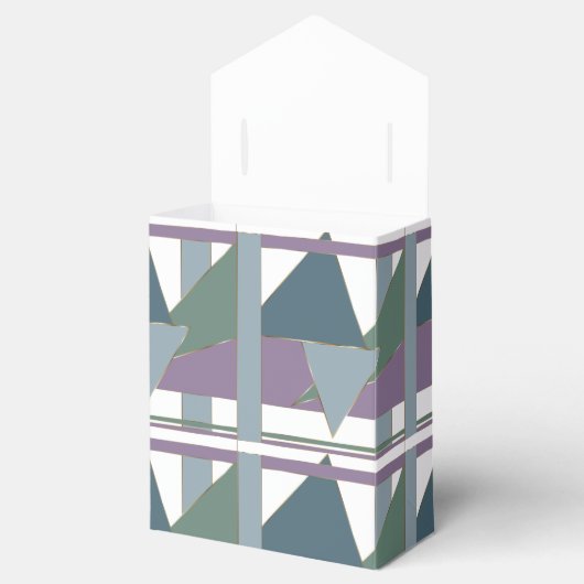 Geometrische driehoek patroon blauw violet groen bedankdoosjes (Geopend)
