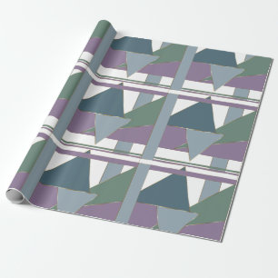 Geometrische driehoek patroon blauw violet groen cadeaupapier