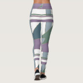 Geometrische driehoek patroon blauw violet groen leggings (Achterkant)