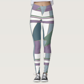 Geometrische driehoek patroon blauw violet groen leggings