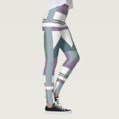 Geometrische driehoek patroon blauw violet groen leggings (Rechts)