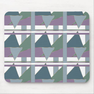 Geometrische driehoek patroon blauw violet groen muismat