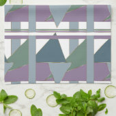 Geometrische driehoek patroon blauw violet groen theedoek (Gevouwen)