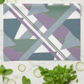 Geometrische driehoek patroon blauw violet groen theedoek (Gevouwen)