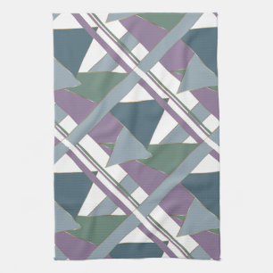 Geometrische driehoek patroon blauw violet groen theedoek