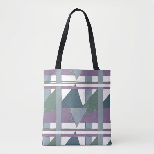 Geometrische driehoek patroon blauw violet groen tote bag (Voorkant)