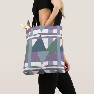 Geometrische driehoek patroon blauw violet groen tote bag