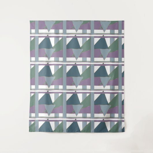 Geometrische driehoek patroon blauw violet groen wandkleed (Voorkant)