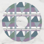 Geometrische driehoek patroon blauw violet groen wijnglaslabel (Voorkant)