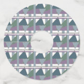 Geometrische driehoek patroon blauw violet groen wijnglaslabel (Achterkant)