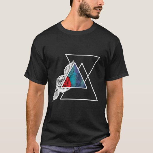 Geometrische driehoek Roos Esthetische Minimal Art T-shirt (Voorkant)