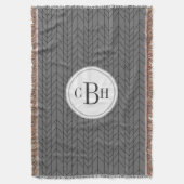 Geometrische driehoek zwart en grijs monogram patr deken (Voorkant Verticaal)