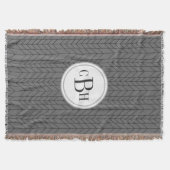 Geometrische driehoek zwart en grijs monogram patr deken (Voorkant)