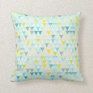 Geometrische driehoeken Aqua Blue White Yellow Pat Kussen