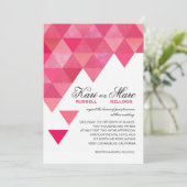 Geometrische driehoeken bruiloft | fuschia hot roz kaart (Staand voorkant)