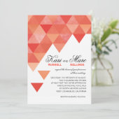 Geometrische driehoeken bruiloft | Koraalperen Kaart (Staand voorkant)