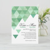 Geometrische driehoeken bruiloft | Munten groen Kaart (Staand voorkant)