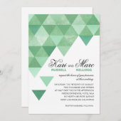Geometrische driehoeken bruiloft | Munten groen Kaart (Voorkant / Achterkant)