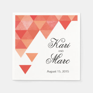 Geometrische driehoeken Cocktail Party   koraal Servet