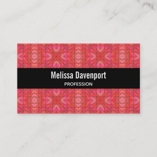 Geometrische driehoeken en diamanten in rood en ro visitekaartje (Voorkant)
