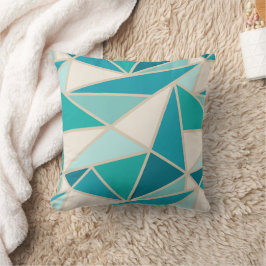 Geometrische driehoeken, KustTurquoise Blauw Kussen