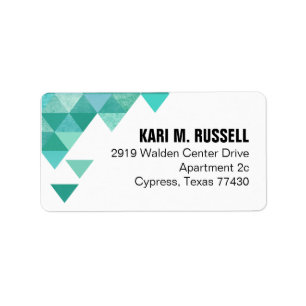 Geometrische driehoeken Mailing   blauwgroen turko Etiket