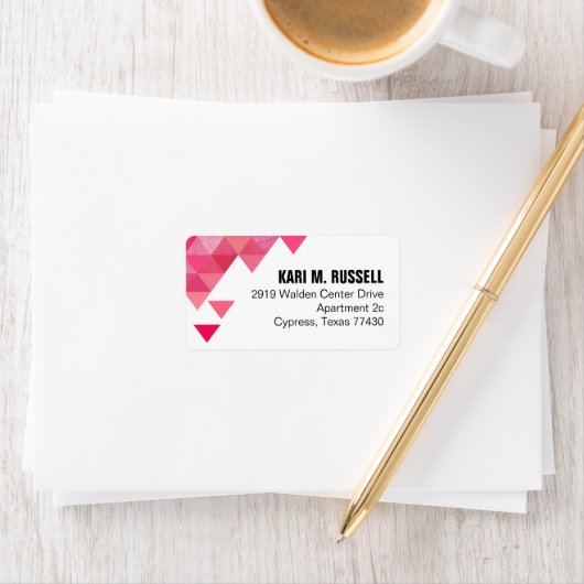 Geometrische driehoeken Mailing | Fuschia Hot Pink Etiket (Insitu)
