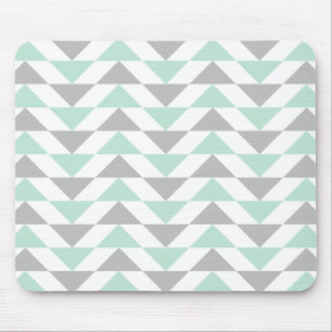 Geometrische driehoeken Mint Green Grey White Patt Muismat