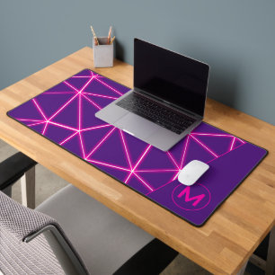 Geometrische driehoeken neon roze Monogram paars Bureaumat