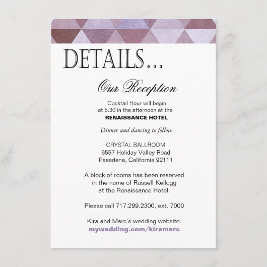 Geometrische driehoeken Ontvangst Details | periwi Informatiekaartje (Voorkant)