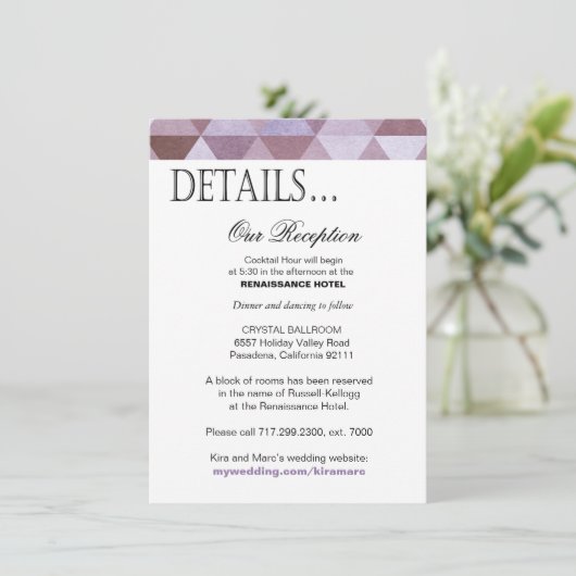 Geometrische driehoeken Ontvangst Details | periwi Informatiekaartje (Staand voorkant)