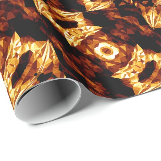 Geometrische driehoeken Oranje Bruin Zwart Abstrac Cadeaupapier (Rol Hoek)