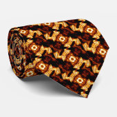 Geometrische driehoeken Oranje Bruin Zwart Abstrac Stropdas (Opgerold)