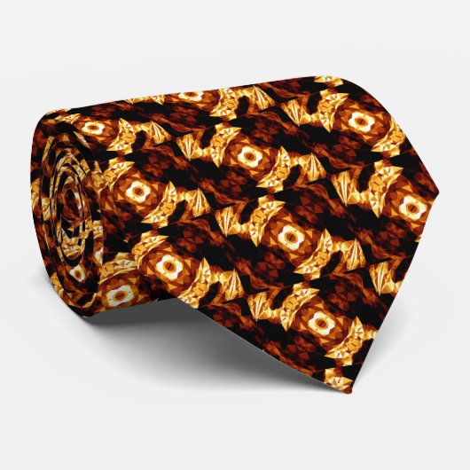 Geometrische driehoeken Oranje Bruin Zwart Abstrac Stropdas (Opgerold)