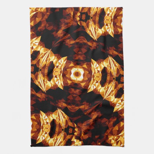 Geometrische driehoeken Oranje Bruin Zwart Abstrac Theedoek (Verticaal)