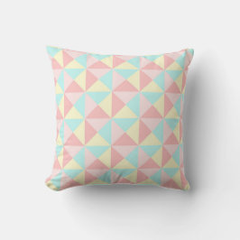 Geometrische driehoeken Pastel Roze Blauw Geel Kus Kussen