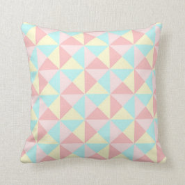 Geometrische driehoeken Pastel Roze Blauw Geel Kus Kussen