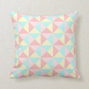 Geometrische driehoeken Pastel Roze Blauw Geel Kus Kussen