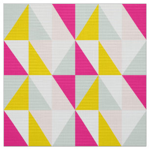 Geometrische driehoeken Roze en Geel Patroon Stof