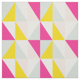 Geometrische driehoeken Roze en Geel Patroon Stof