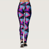 Geometrische driehoeken Roze Zwart Turkoois Blauw Leggings (Achterkant)