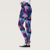 Geometrische driehoeken Roze Zwart Turkoois Blauw Leggings (Links)
