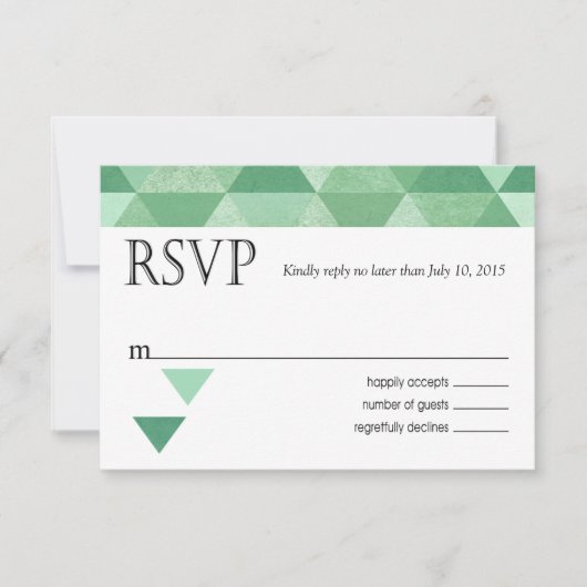 Geometrische driehoeken RSVP-reactiekaart, groen RSVP Kaartje (Voorkant)