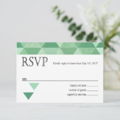 Geometrische driehoeken RSVP-reactiekaart, groen RSVP Kaartje (Staand voorkant)