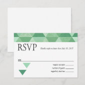 Geometrische driehoeken RSVP-reactiekaart, groen RSVP Kaartje (Voorkant / Achterkant)