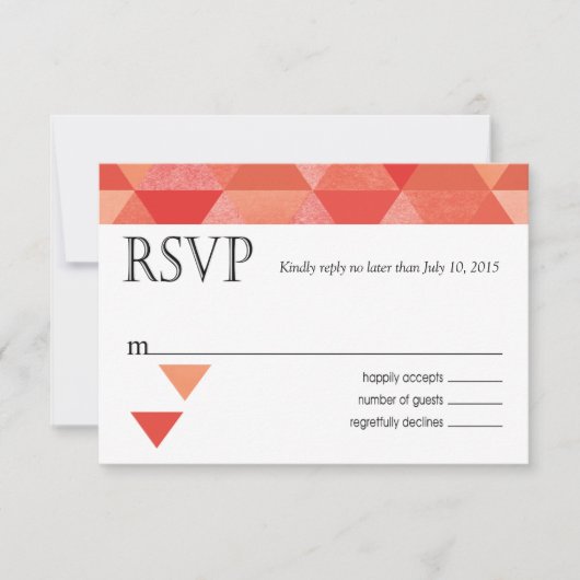 Geometrische driehoeken RSVP-reactiekaart | koraal RSVP Kaartje (Voorkant)