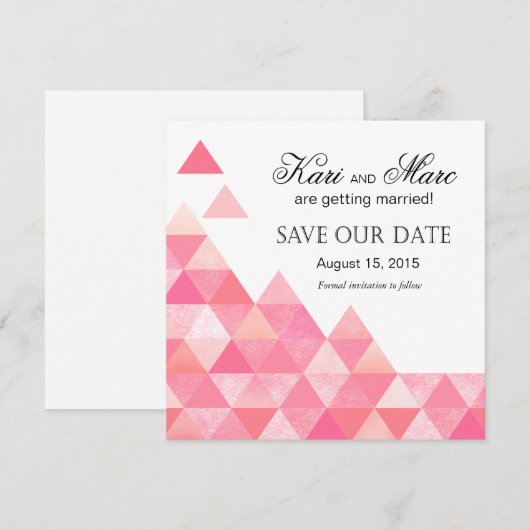 Geometrische Driehoeken Save the Date | roze mauve Kaart (Voorkant / Achterkant)