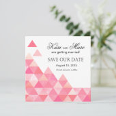 Geometrische Driehoeken Save the Date | roze mauve Kaart (Staand voorkant)