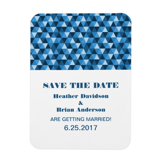 Geometrische driehoeken sparen de Magnetdatum, Bla Magneet (Verticaal)