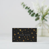 Geometrische driehoekige glitter Golden Black Vip Visitekaartje (Staand voorkant)